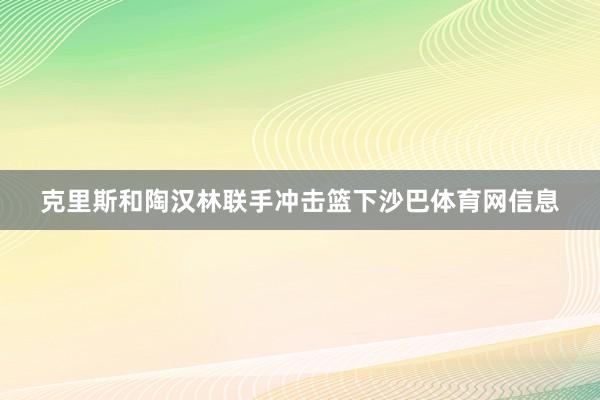 克里斯和陶汉林联手冲击篮下沙巴体育网信息