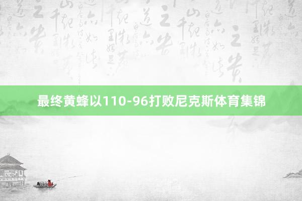 最终黄蜂以110-96打败尼克斯体育集锦